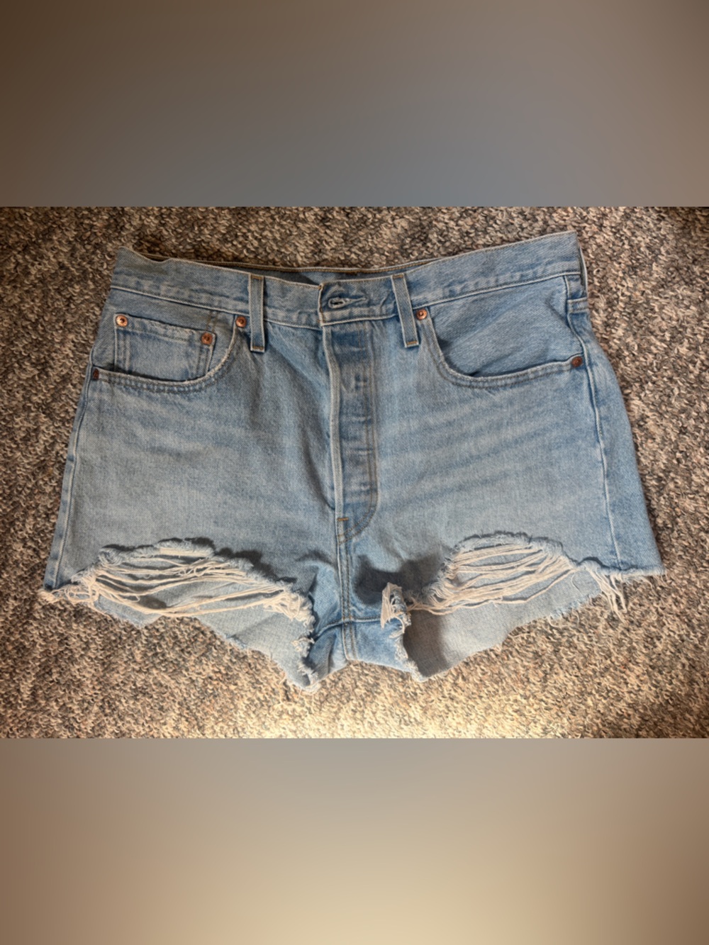 Levi’s 501 Light Wash Distressed Denim Shorts